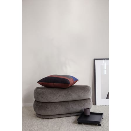 Pouf Oval Medium tessuto marrone verde grigio / 87 x 47,5 - Velluto - Ferm Living