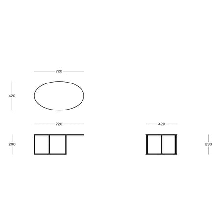 Table basse Slim Irony ovale métal blanc / 70 x 42 H 29 cm - Zeus