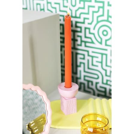 Bougeoir Stack céramique rose / Ø 7 x H 9 cm - & klevering