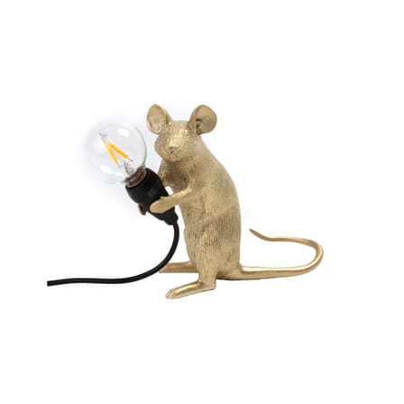 Lampe de table Mouse Sitting #2 / Souris assise plastique or / Câble USB - Seletti