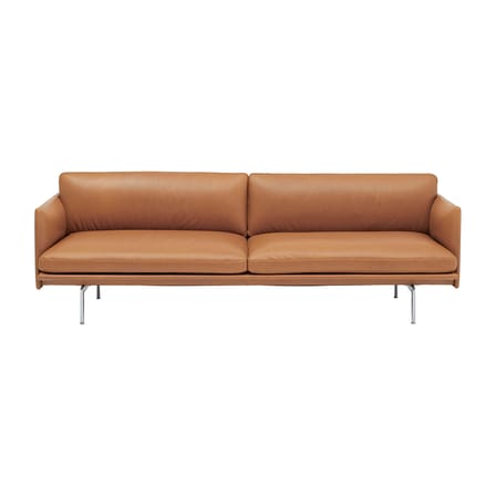 Canapé droit Outline cuir marron / 3 places- L 220 cm - Muuto