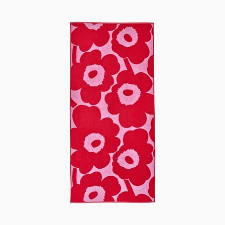 Serviette de bain Unikko rouge / 70 x 150 cm - Marimekko