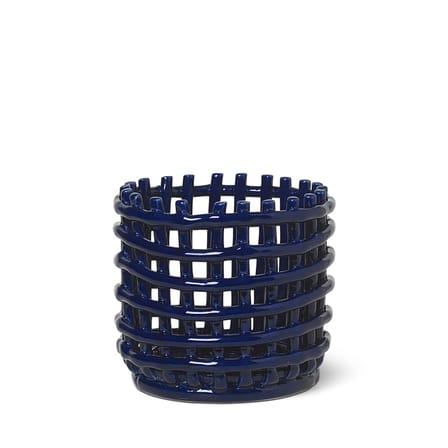 Ceramic Small Basket ceramic blue / Ø 16 x H 14.5 cm - Hand-made - Ferm Living