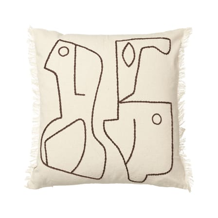 Housse de coussin Figure tissu blanc / 50 x 50 cm - Motif brodé à la main - Ferm Living