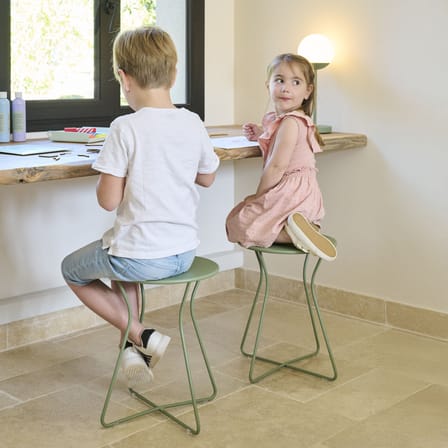 Tabouret Cocotte métal beige / Table d'appoint - H 45 cm - Fermob