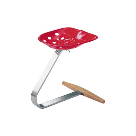 Tabouret Mezzadro métal bois rouge - Zanotta