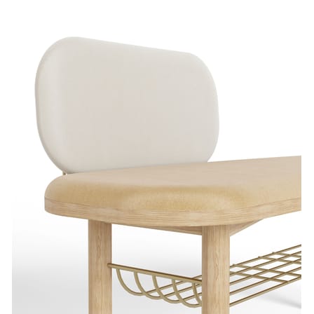 Banc rembourré Eustache tissu bois beige / L 120 cm - Velours - Hartô