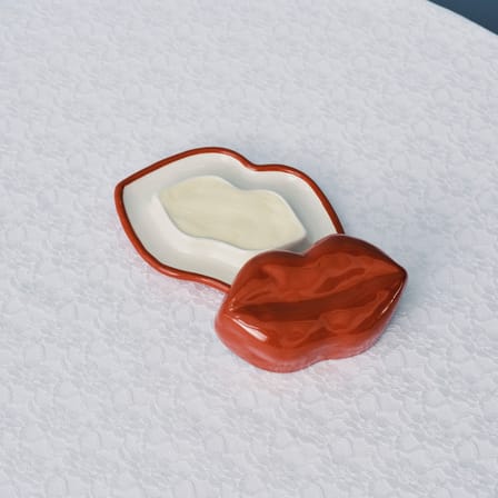 Beurrier Lips céramique rouge / Petit plat avec couvercle - Serax