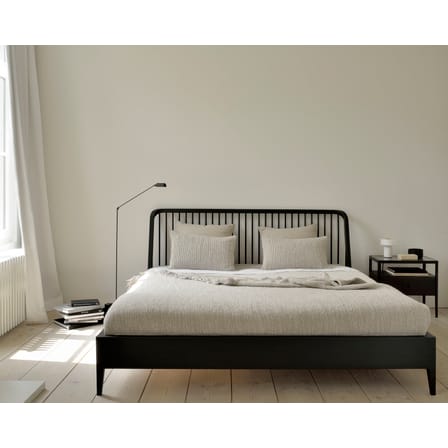 Comodino Spindle legno nero / Rovere massello & vetro - 1 cassetto - Ethnicraft