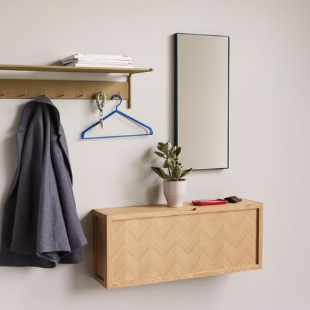 Miroir mural Shine Large métal bleu / 35 x 80 cm - HÜBSCH