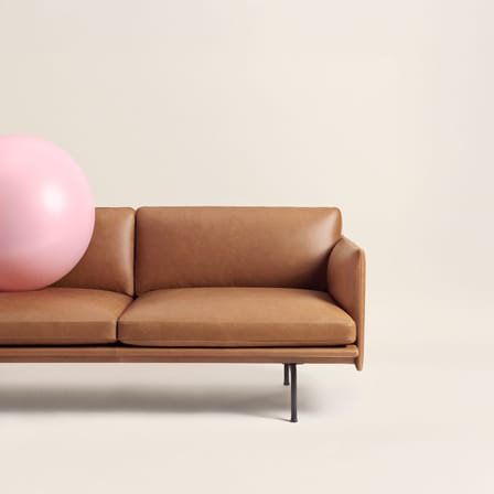 Sofa 2 Sitzer Outline leder braun / L 170 cm - Leder - Muuto