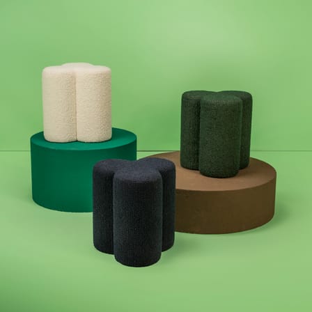 Pouf Clover tissu bleu / Tissu bouclette - POLSPOTTEN