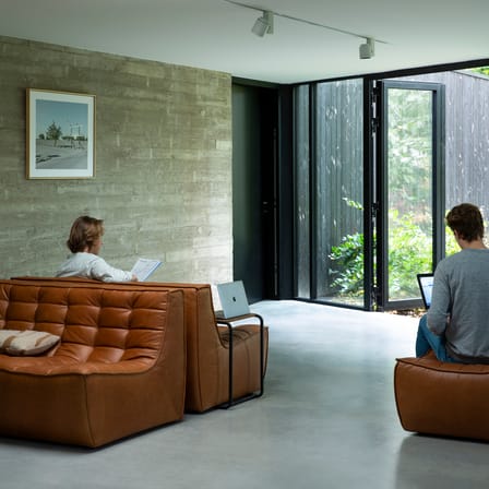 Pouf N701 cuir marron / 70 x 70 cm - Ethnicraft