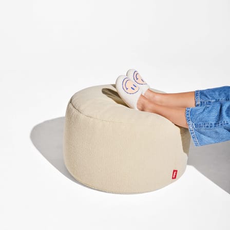 Pouf Point Large Sherpa tessuto bianco beige / Ø 70 cm - Tessuto Sherpa (finta pelliccia) - Fatboy