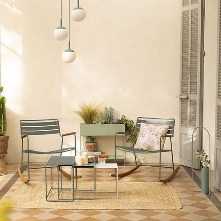 Rocking chair Surprising métal jaune / teck - Fermob