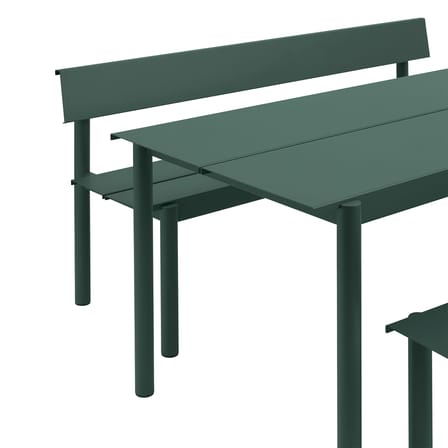 Banc avec dossier Linear métal vert / L 170 cm - Muuto