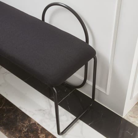 Banc rembourré Angui tissu gris / Polyester recyclé - L 110 cm - AYTM