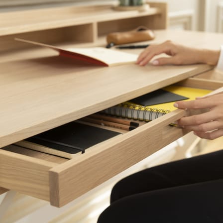 Bureau Hyppolite blanc bois naturel / Chêne - Hartô