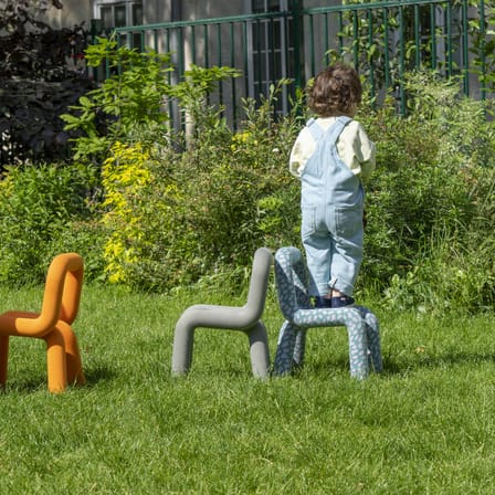 Mini Bold Children's chair textile green / Padded - Moustache