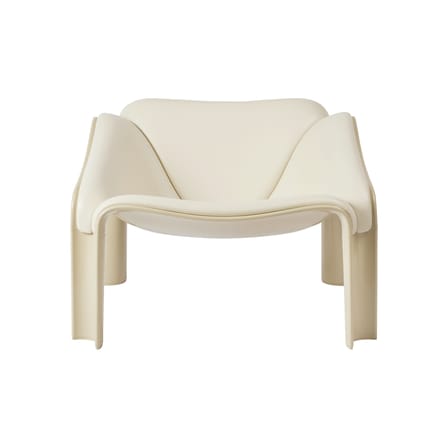 Fauteuil rembourré F300 cuir blanc / Pierre Paulin, réédition 1965 - Gubi