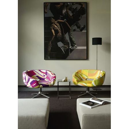 Fauteuil pivotant Rive droite tissu bleu / Patrcik Norguet, 2001 - Velours by Pucci - Cappellini