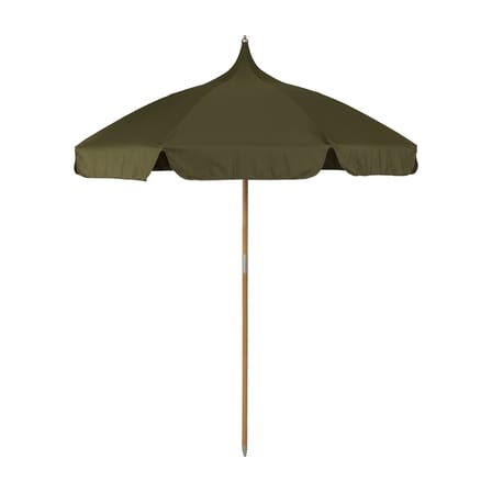 Lull Parasol textile green / Ø 200 cm - Fabric & wood - Ferm Living