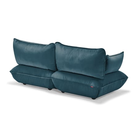 Canapé droit Sumo Medium bleu / 3 places - L 210 cm / Velours recyclé - Fatboy