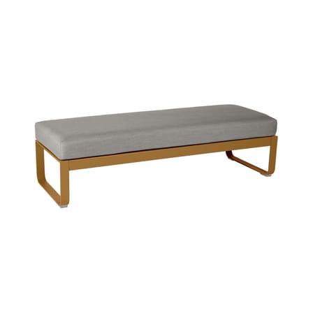 Banc rembourré Bellevie métal tissu jaune / Table basse (coussin amovible) - L 148 cm / Taupe grisé - Fermob