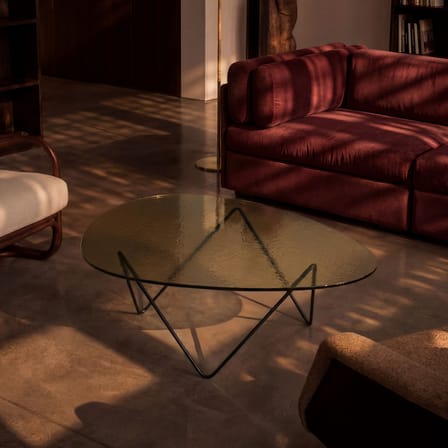 Tavolino Pedrera vetro marrone texture / 106 x 86 cm - Ripubblicato nel 1955 - Gubi