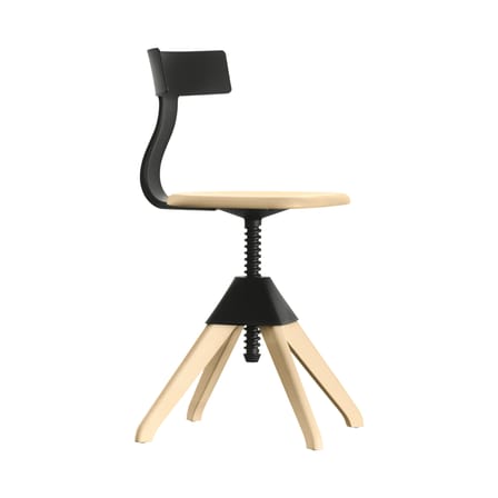 Chaise pivotante Tuffy plastique noir bois naturel / Hauteur réglable - Magis