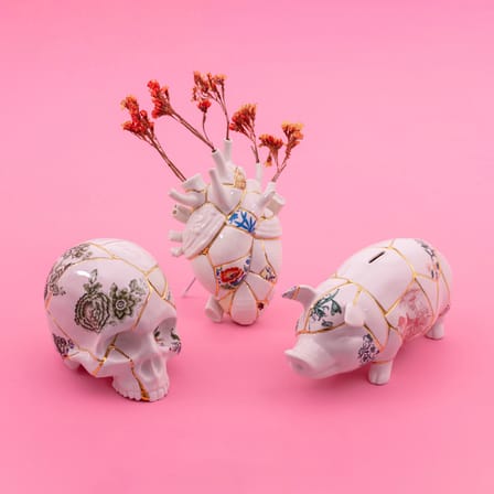 Décoration Teschio Kintsugi céramique multicolore / Crâne - Seletti