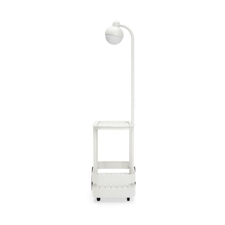 Desserte Jolly Trolley métal gris / Lampe sans fil recharge USB - 78 x 55 x H 200 cm - Fatboy