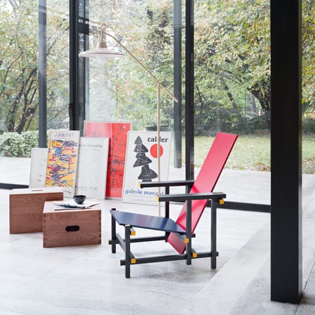Fauteuil Red and Blue bois bleu rouge / Gerrit Thomas Rietveld, 1918 - CASSINA