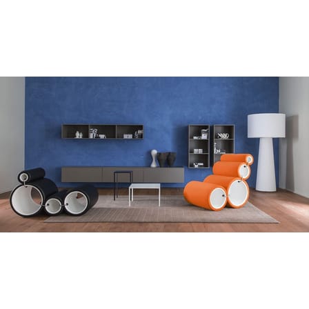 Fauteuil rembourré Tube tissu noir / Joe Colombo, 1969 - Modulable - Cappellini