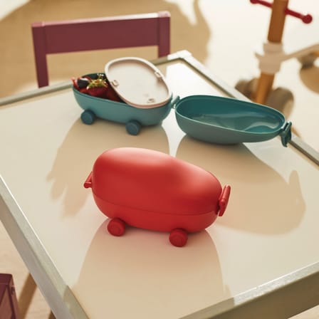 Lunch box Food à porter plastique bleu / Boîte à goûter - 2 compartiments - Alessi