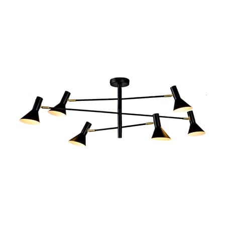 Plafonnier Izmir métal noir / Bras pivotants & abat-jours orientables - L 124 cm - It's about Romi