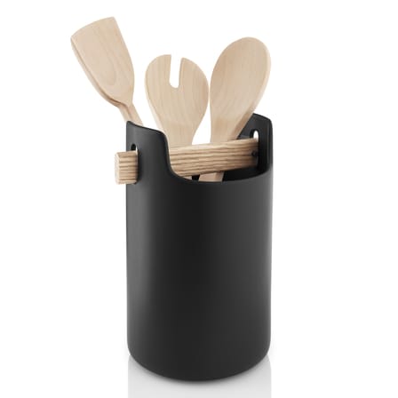 Toolbox Pot ceramic black / Ø 18 x H 20 cm - Ceramic & oak - Eva Solo