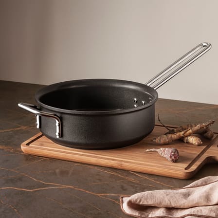 Sauteuse  métal noir professionnelle / Ø 24 cm - Tous feux dont induction - Céramique Slip-Let - Eva Trio