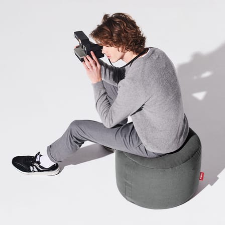 Sitzkissen Point Canvas textil grau / Recycled - Ø 50 cm - Fatboy