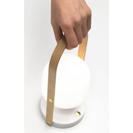 FollowMe Wireless rechargeable lamp plastic material white natural wood / LED - H 29 cm - Marset
