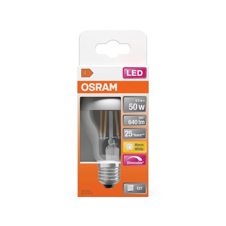 Classique A60 Silver LED E27 dimmable bulb glass silver / 6.5W (= 50W) - Warm white - Osram