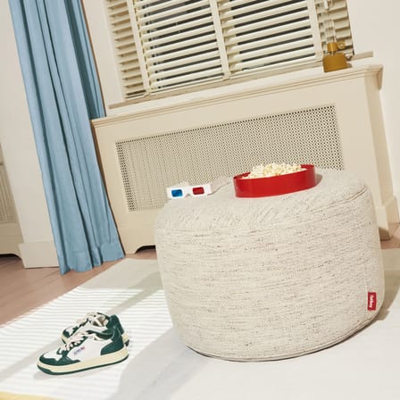 Pouf Point Large Mingle tessuto bianco beige / Ø 70 cm - Tessuto riccio - Fatboy