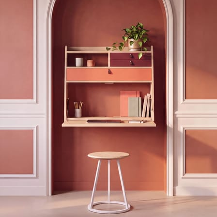 Secrétaire mural Gaston bois orange / L 80 x H 72 cm - Hartô
