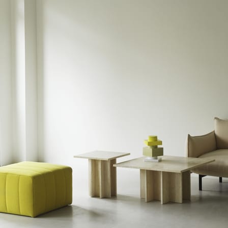 Table basse Edge Large pierre beige / Travertin - 80 x 80 x H 40 cm / Seconde vie - Normann Copenhagen