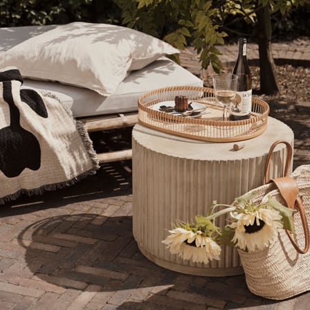Table basse Rillo Podium céramique beige / Ø 56 x H 42 cm - BROSTE COPENHAGEN