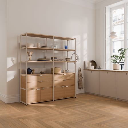 Vaisselier UNIT 5 métal blanc / H 180 x L 164 cm - 4 portes + 4 tiroirs - TIPTOE
