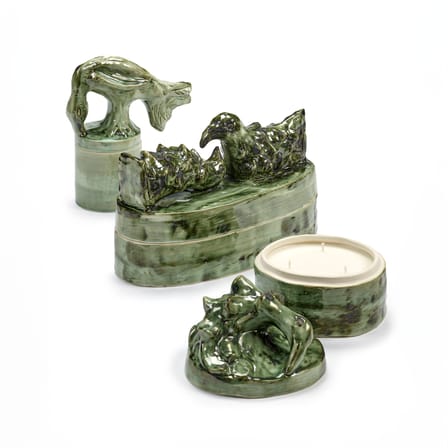 Bougie parfumée Allure Large céramique vert / 26,6 x 12,5 x H 17 cm - 4 mèches - Serax