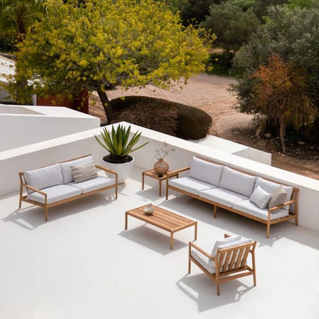 Canapé de jardin 3 places Jack Outdoor tissu bois blanc / L 265 cm - Teck - Ethnicraft
