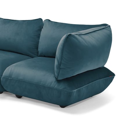 Canapé droit Sumo Grand bleu / 4 places - L 301 cm / Velours recyclé - Fatboy