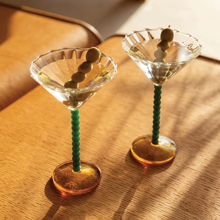 Set de 2 coupes à champagne Bold vert & jaune / 15 cl - & klevering